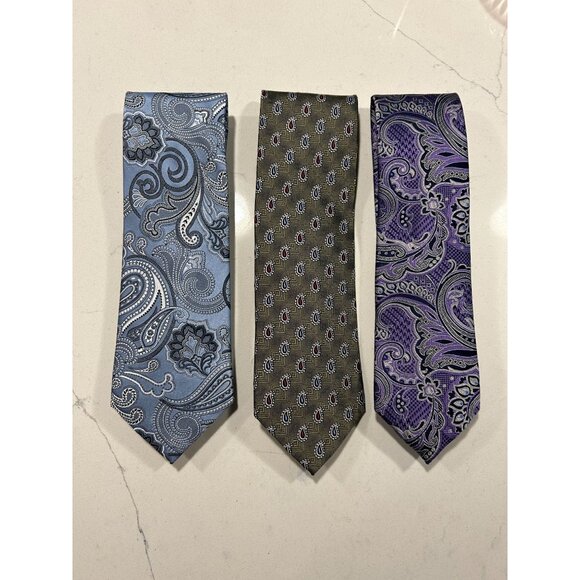 Set of 3 Jos. A. Bank Multicolor Print 100% Silk Neckties